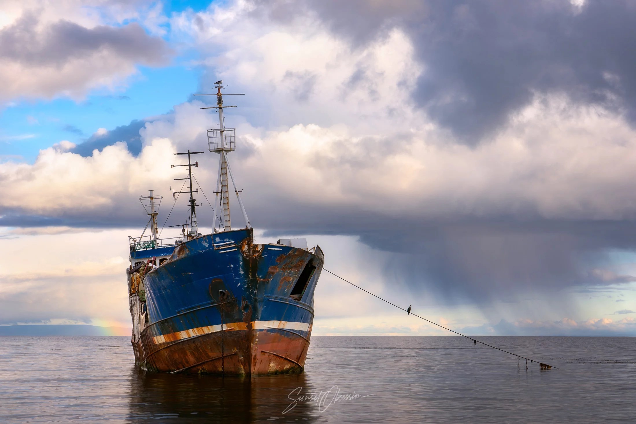 Abandoned ship in the Strait of Magellan, Chilean Patagonia