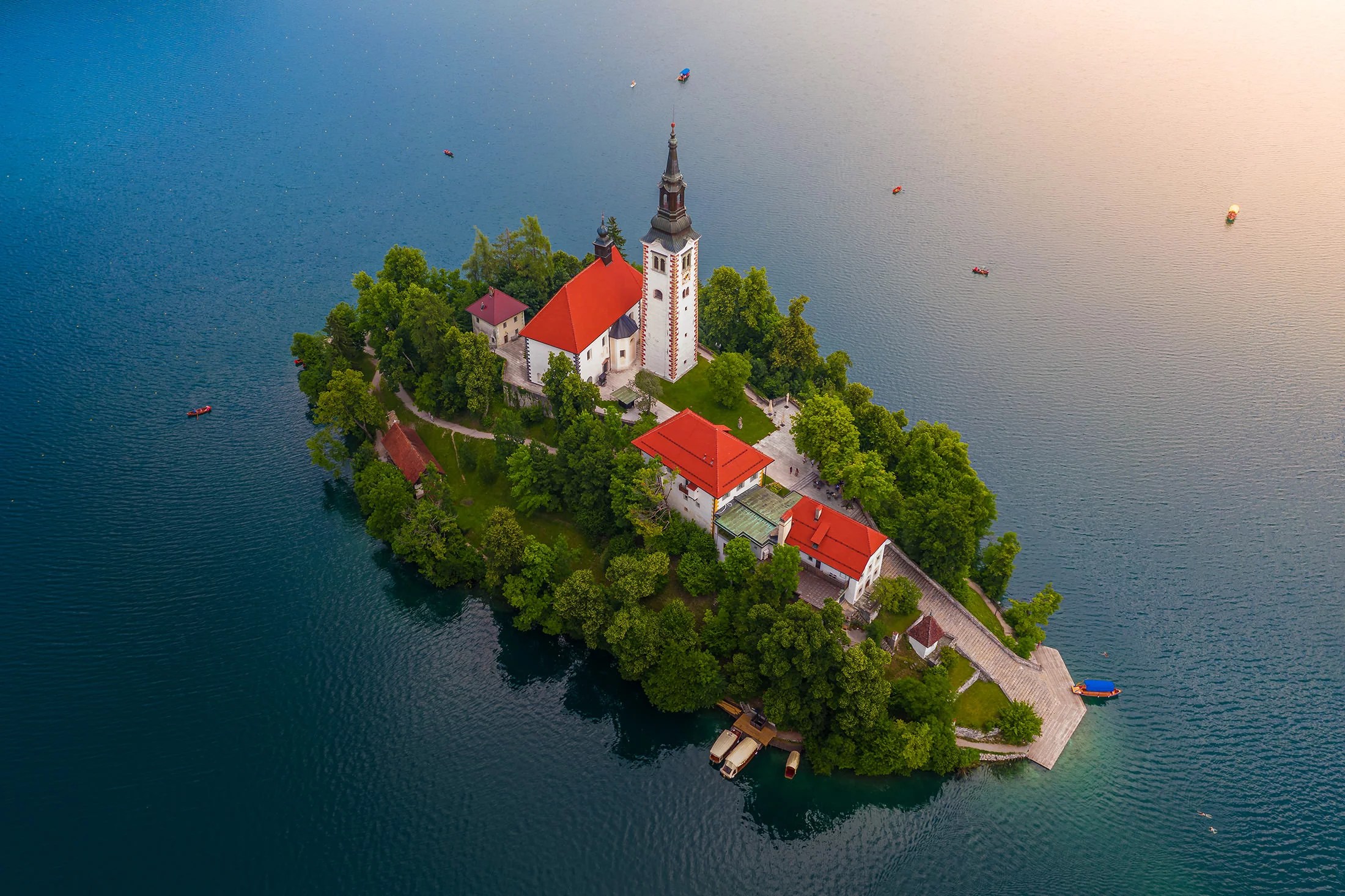 Aerial view of Island Bled