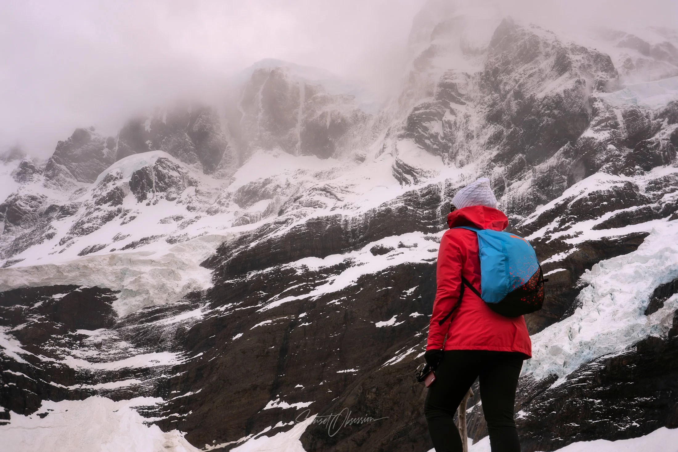 Snowy mountains in the French Valley, Torres del Paine national park