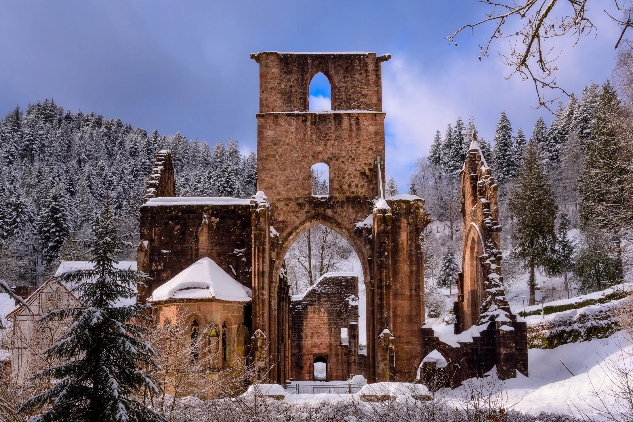 All Saints Abbey in winter, Black Forest, Germany