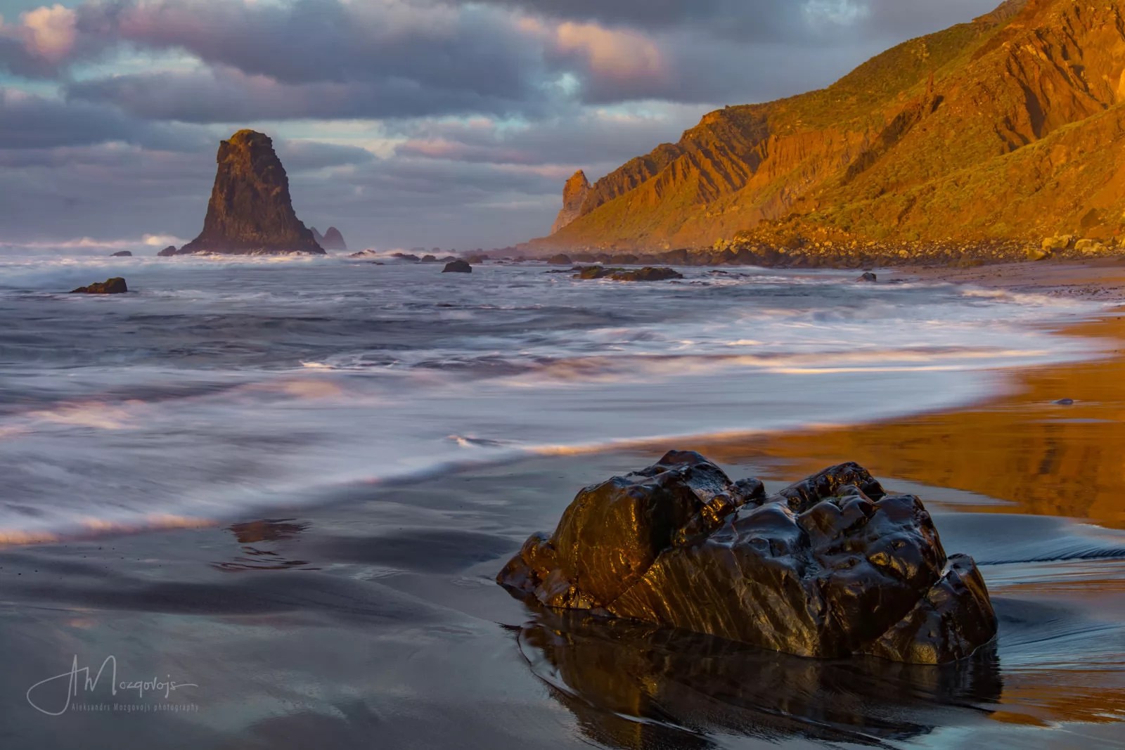 Golden hour at Benijo beach, Tenerife