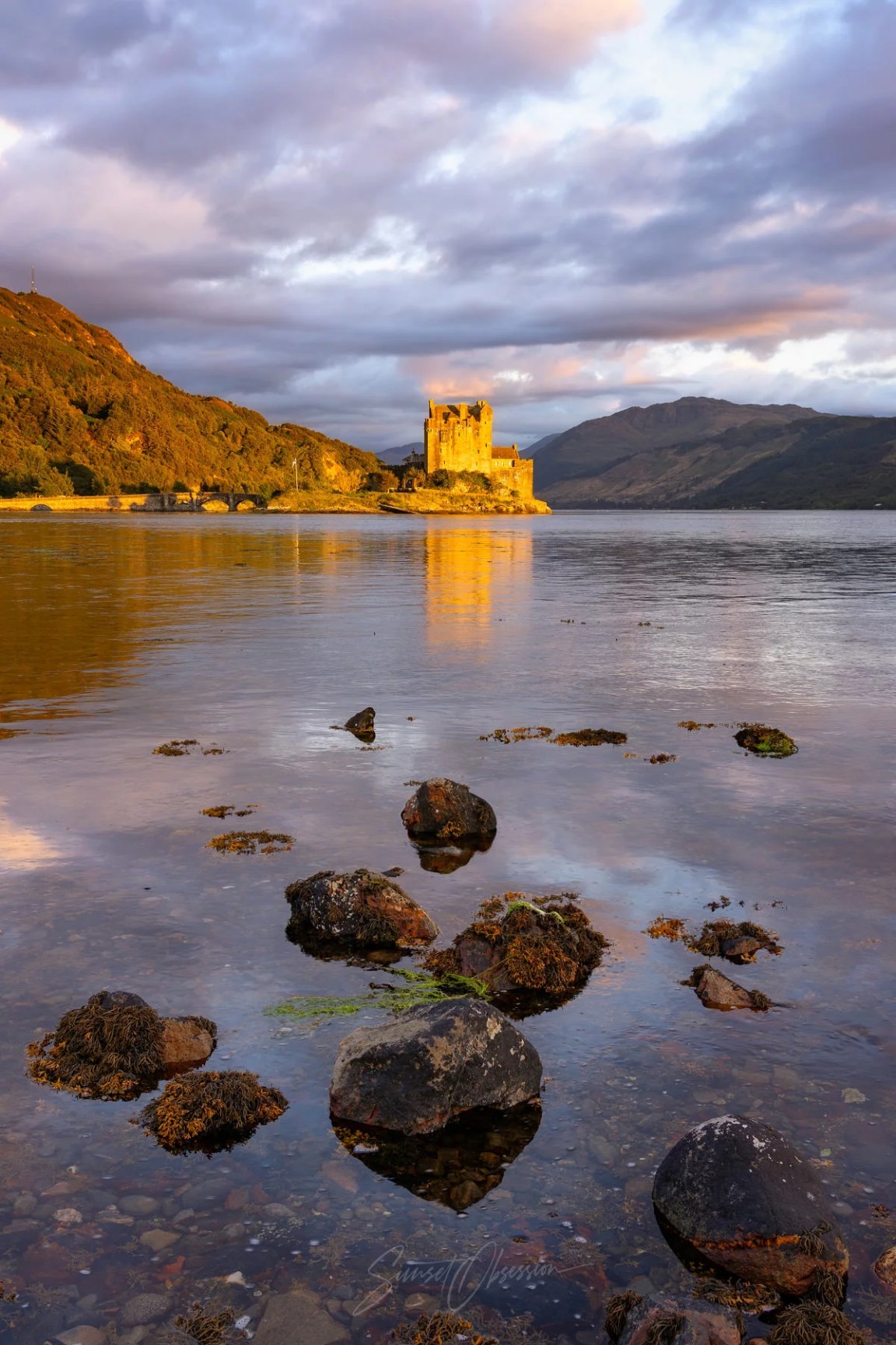 Eilean Donan castle during golden hour, Scotland