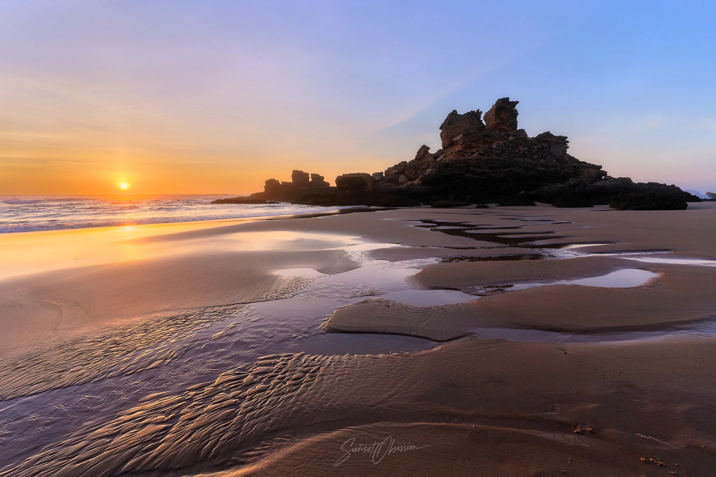 Evening light Praia do Castelejo, in Algarve, southern Portugal