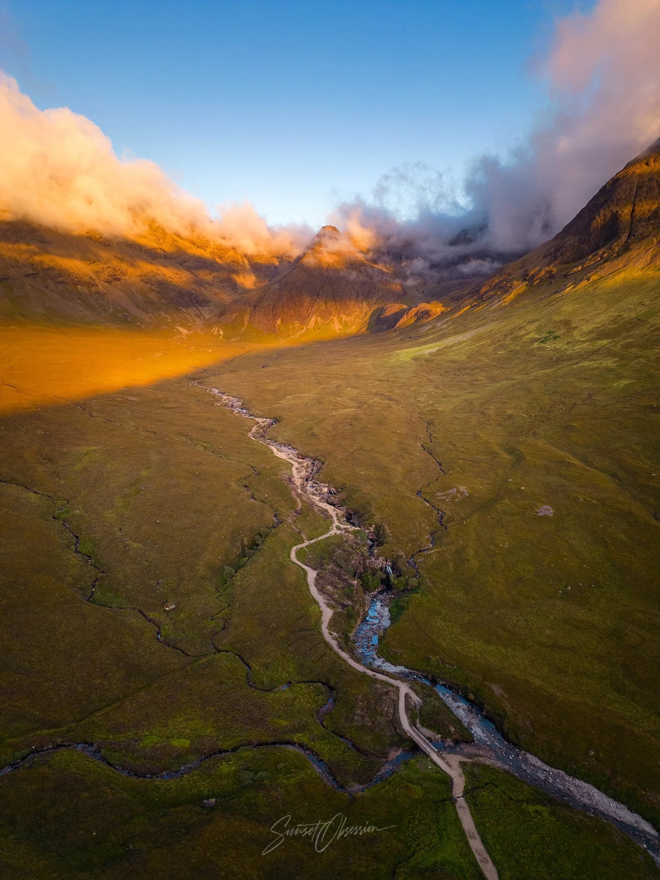 A less conventional aerial shot of the Fairy Pools