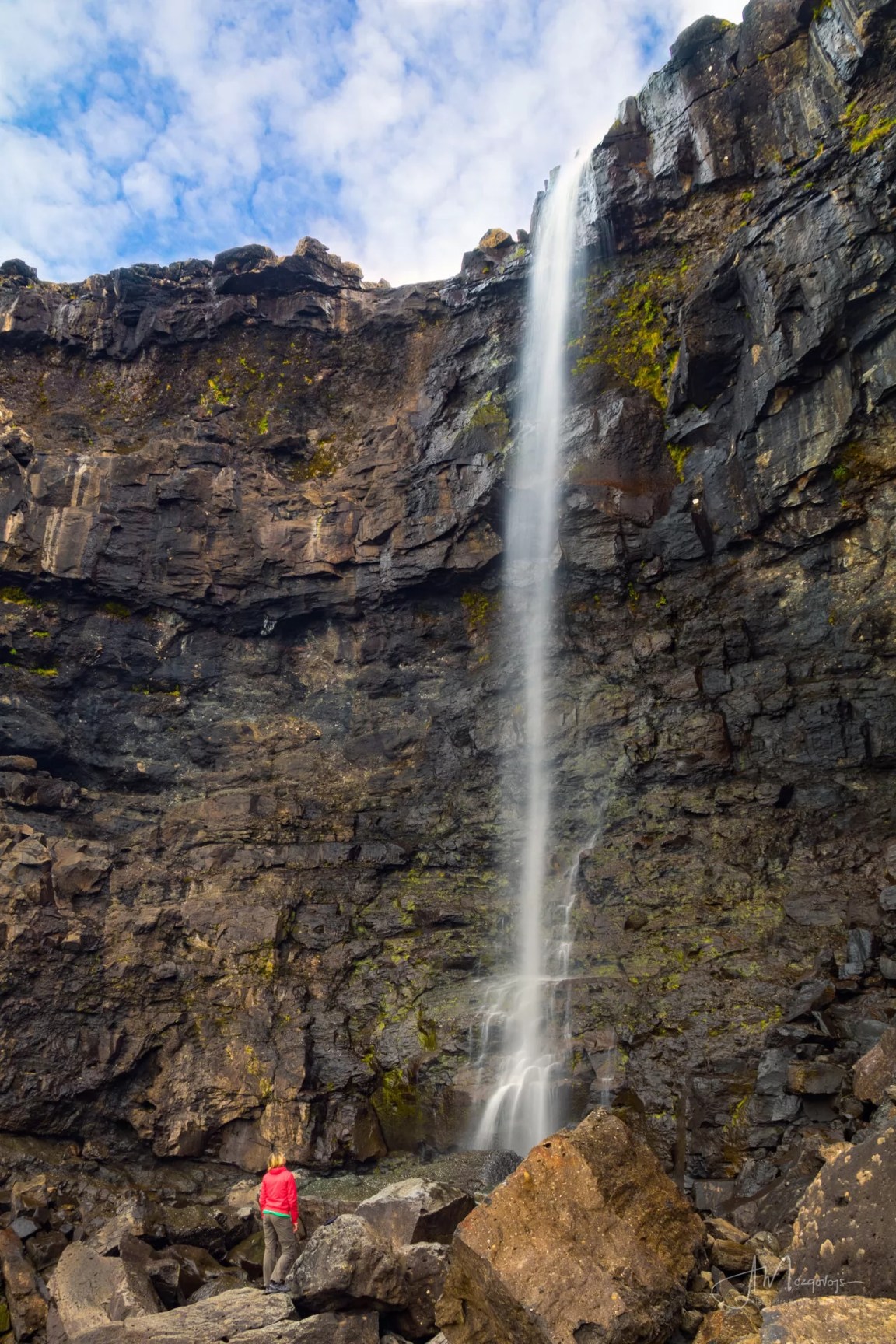 Fossa Waterfall on the island of Streymoy in dry weather