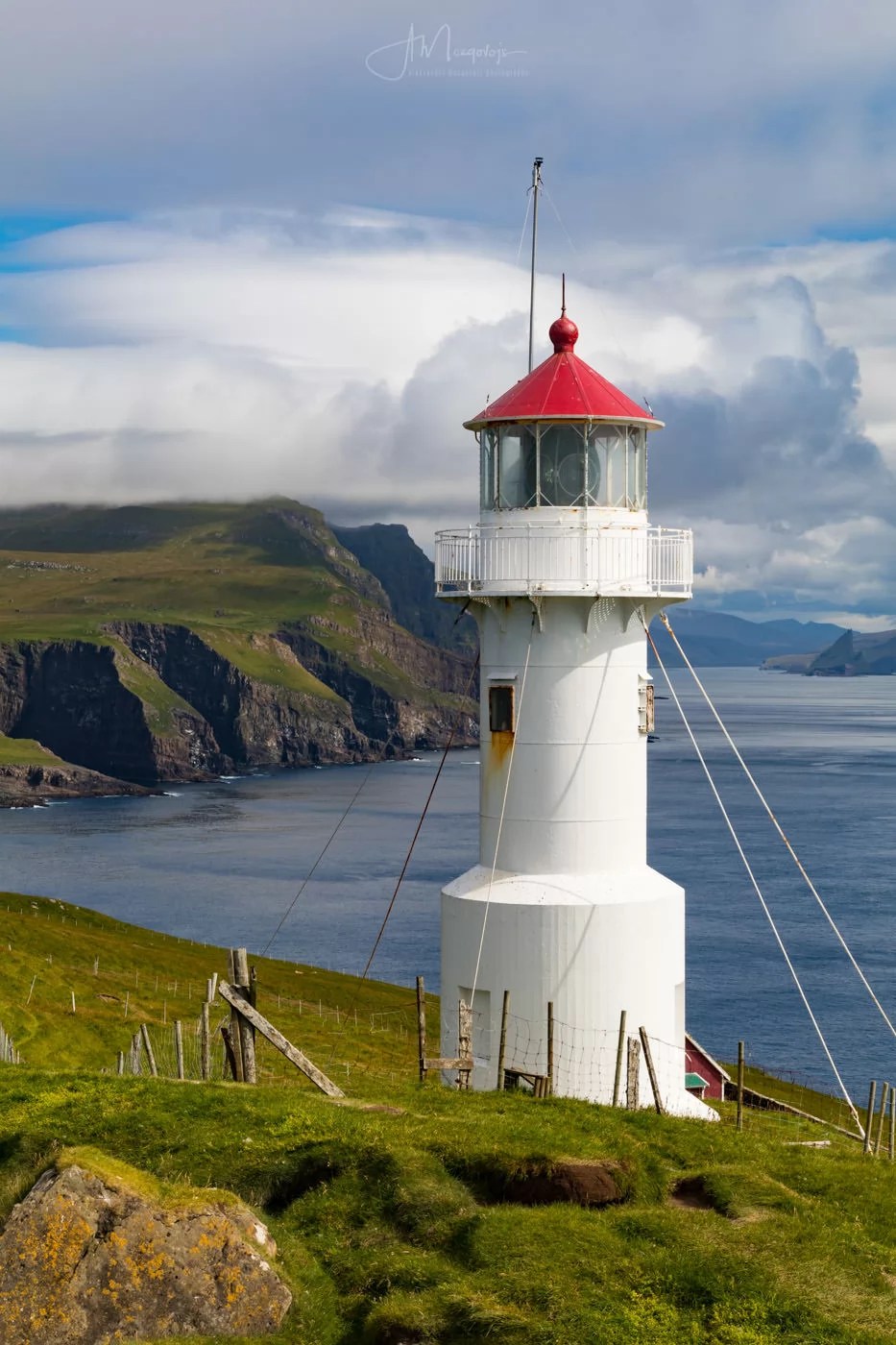 Lighthouse on the island of Mykines, Faroe Islands