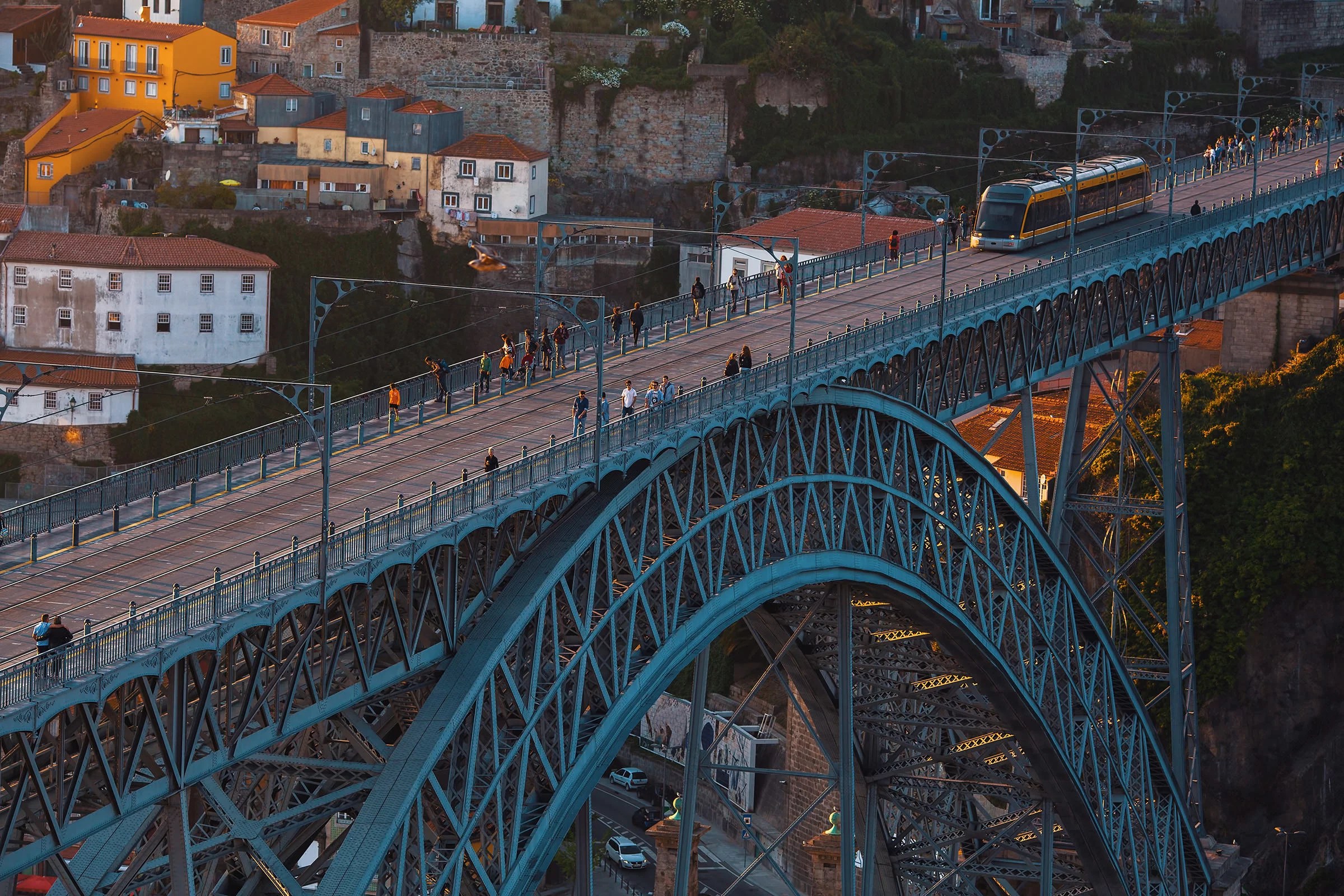 Close-up of the Luís I Bridge from the Serra do Pilar viewpoint