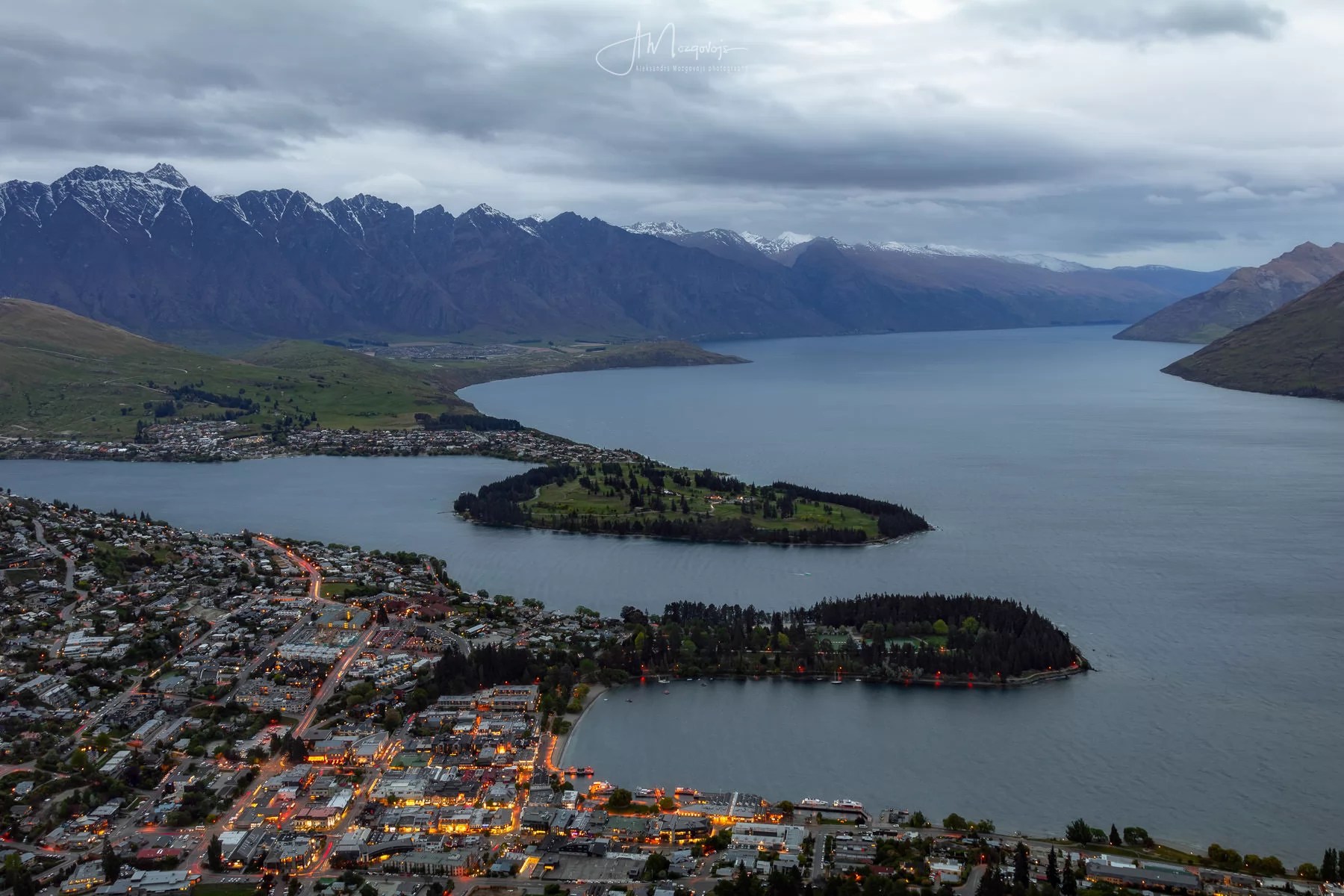 View over Queenstown from the Skyline station terrace