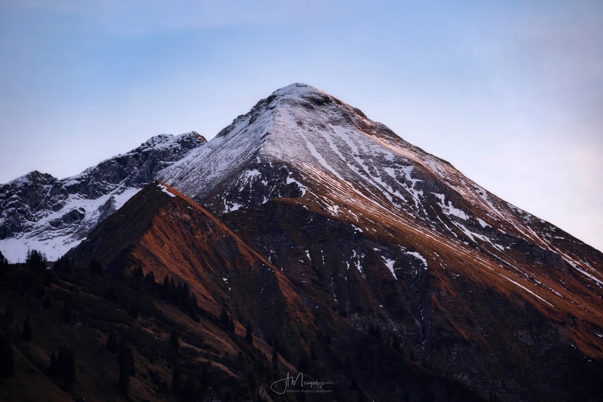 Snowy peak of Rotgundspitze, Allgäu, Bavaria