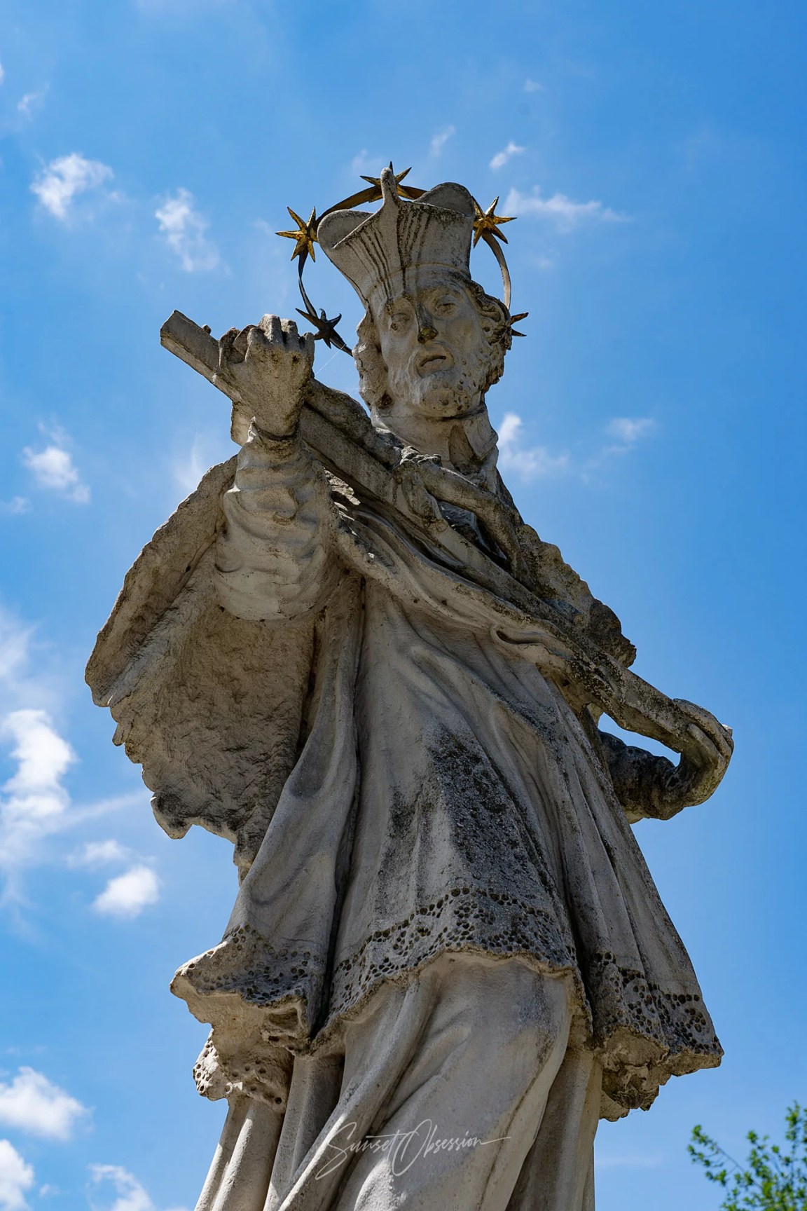 Statue of Sankt Johannes von Nepomuk near the Prince Regent Luitpolt bridge in Passa