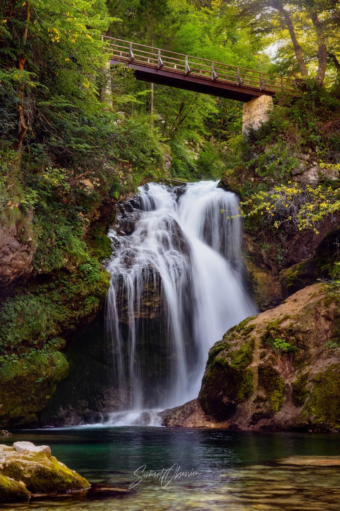 Šum Waterfall at the end of Vintgar Gorge, Slovenia
