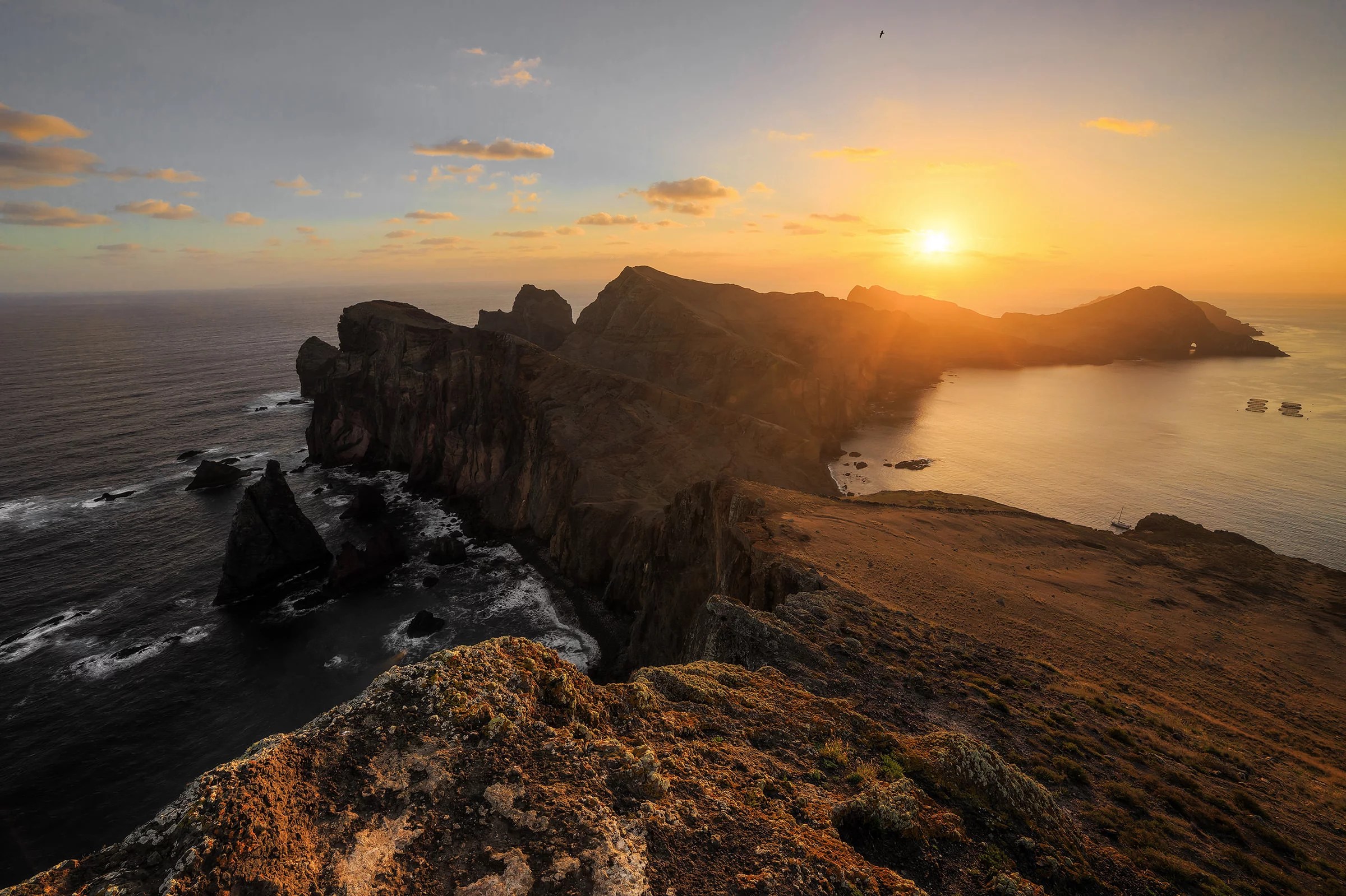 Beautiful sunrise at Ponta de São Lourenco