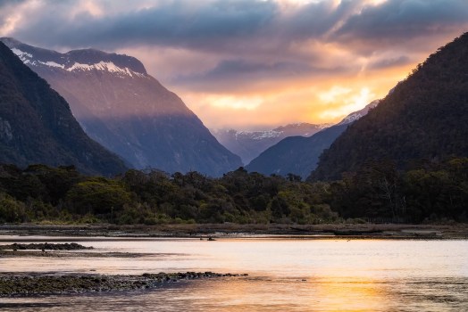 Sunset in Milford Sound