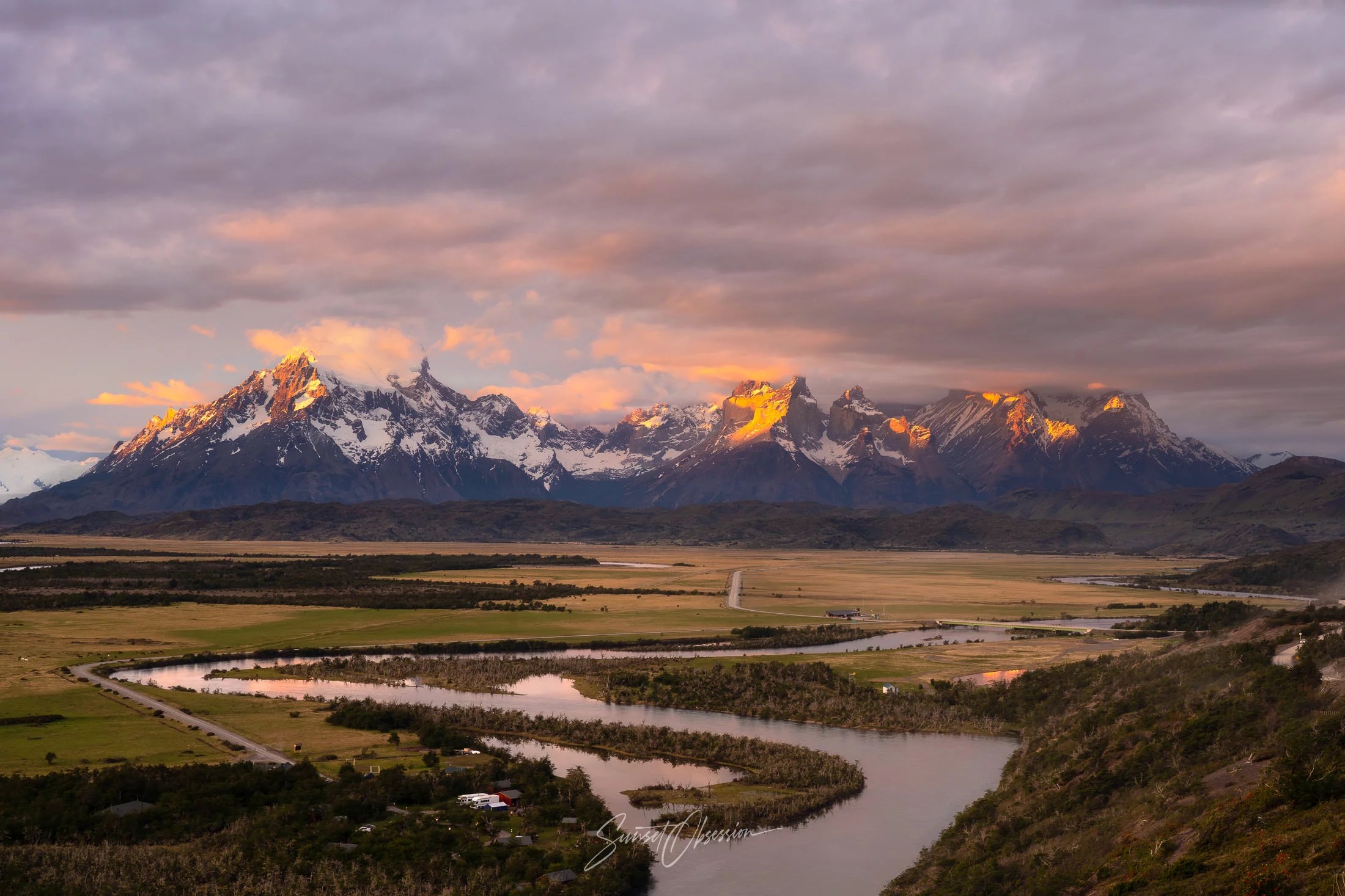 Sunset over Torres del Paine National Park