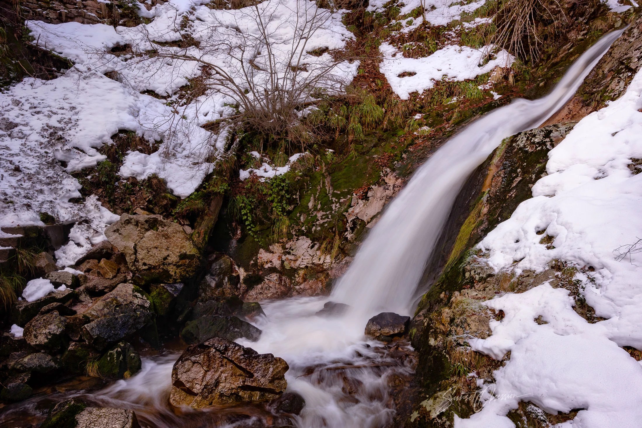 Waterfall and water basin in Black Forest, Germany
