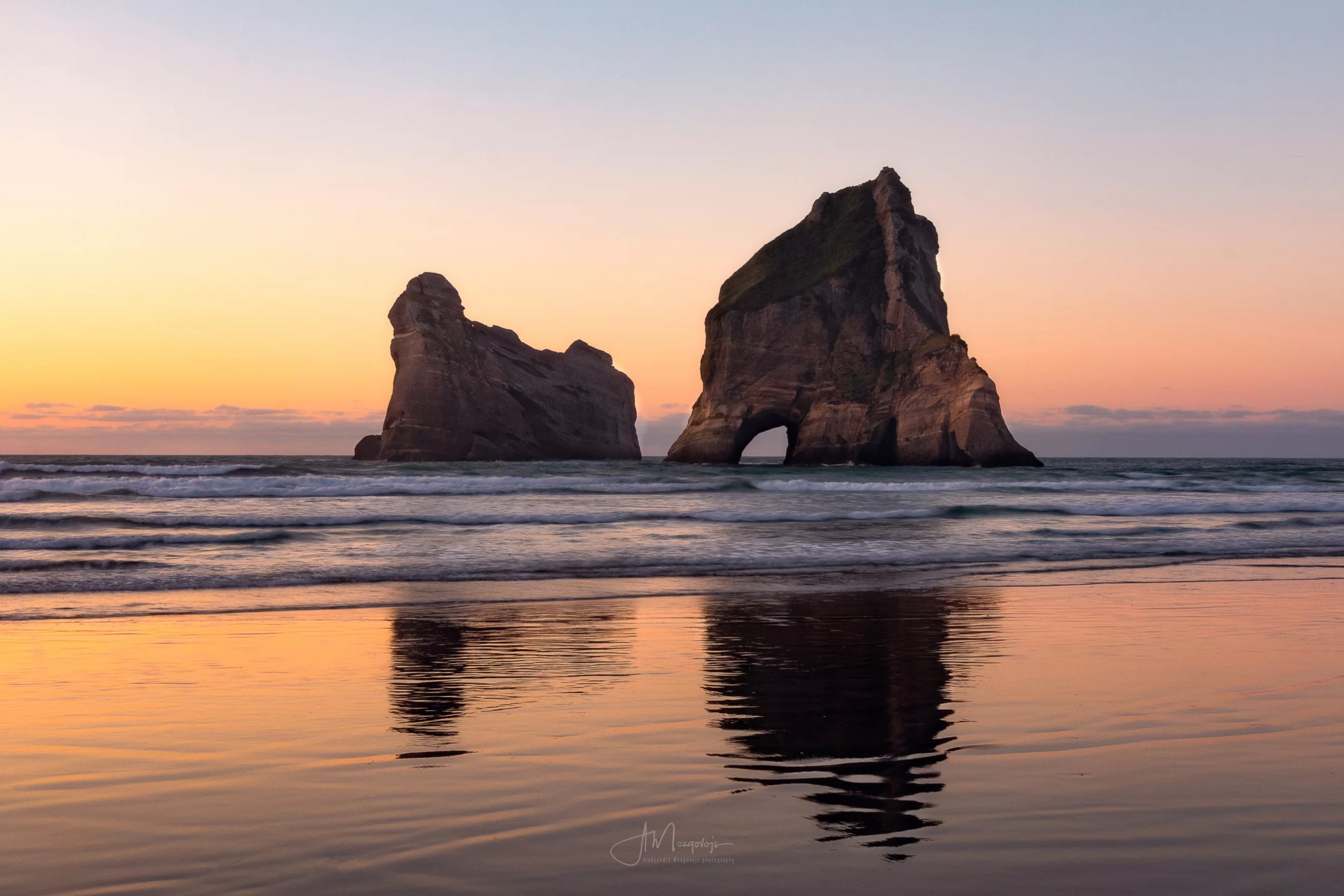 Sunset at Wharariki Beach