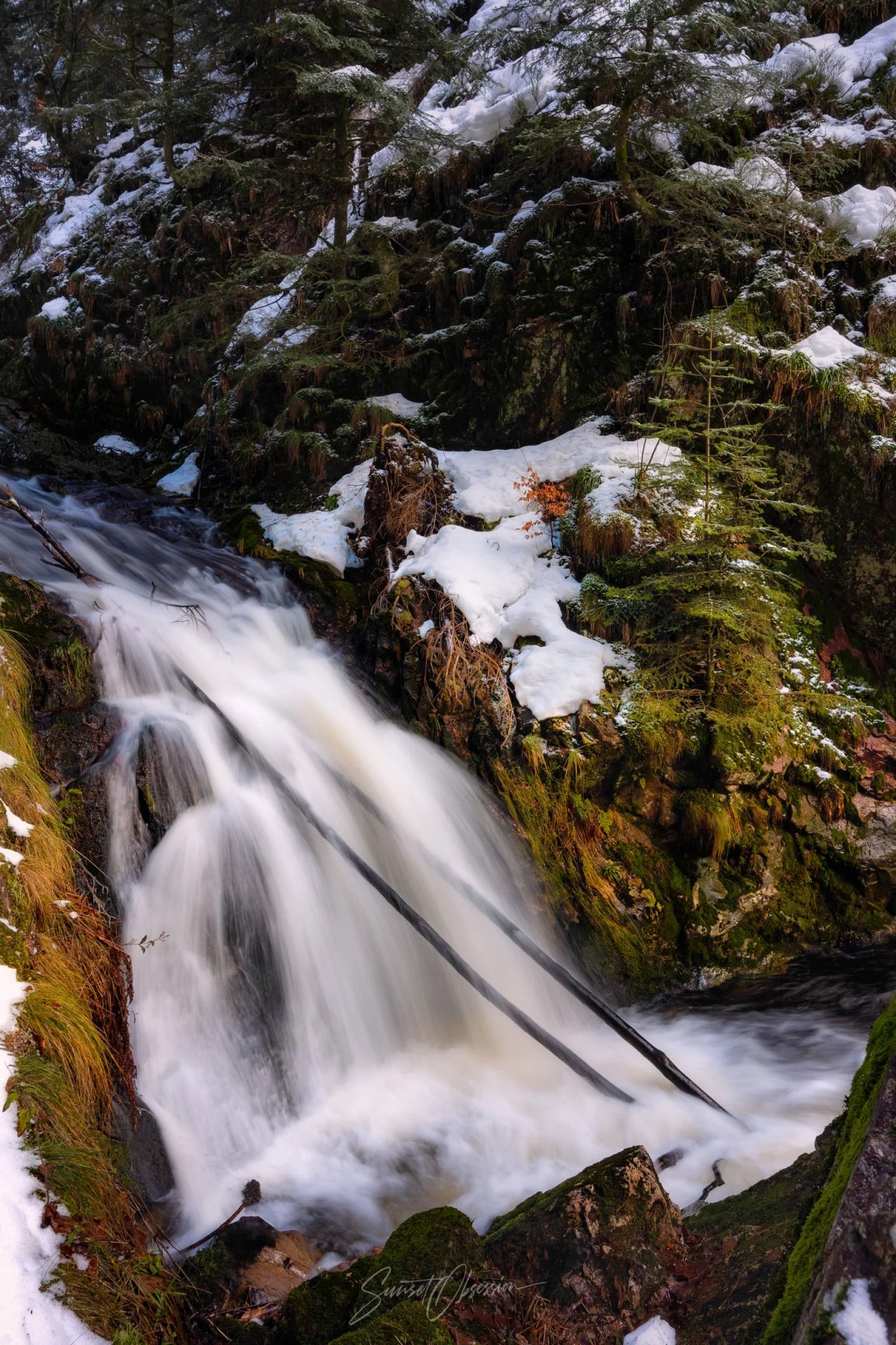 Waterfall in winter Schwarzwald (Black Forest), Germany